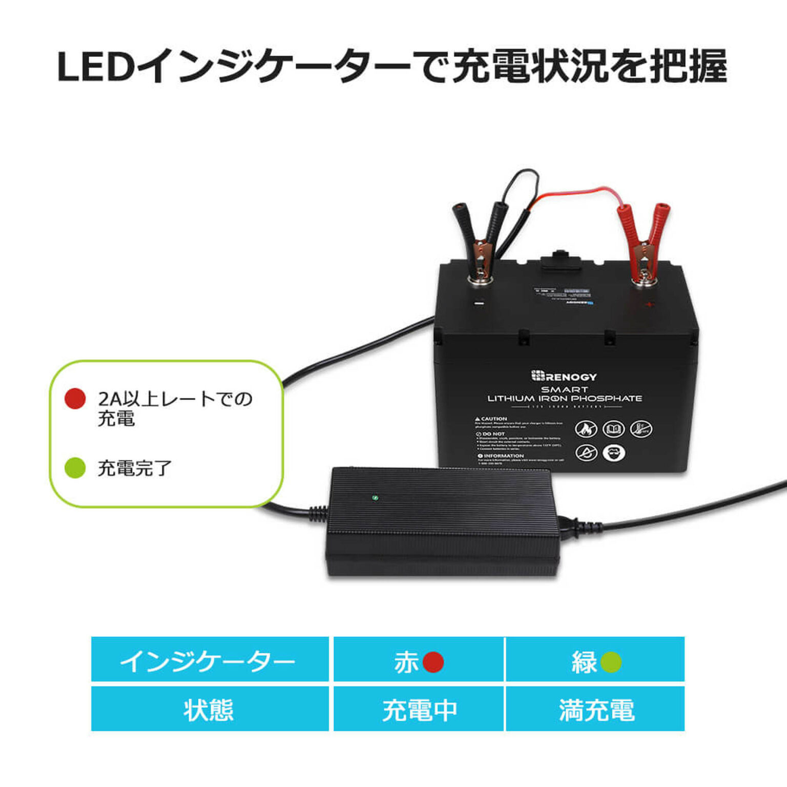 RENOGY リン酸鉄リチウムイオンバッテリー専用充電器12V 20A | テックM