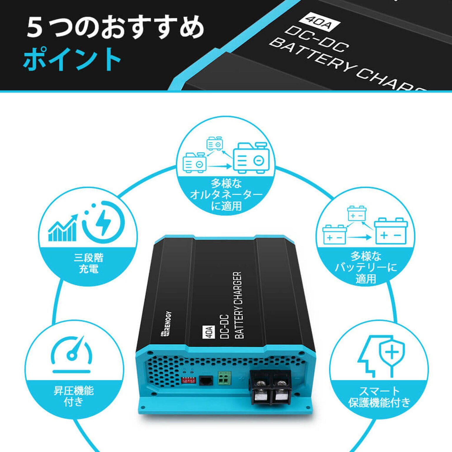 最終値下げ　Renogy DC-DC 12V 20A 走行充電器 RENOGY 【新品P10倍】RENOGY 12V 20A DC-DC 走行充電器