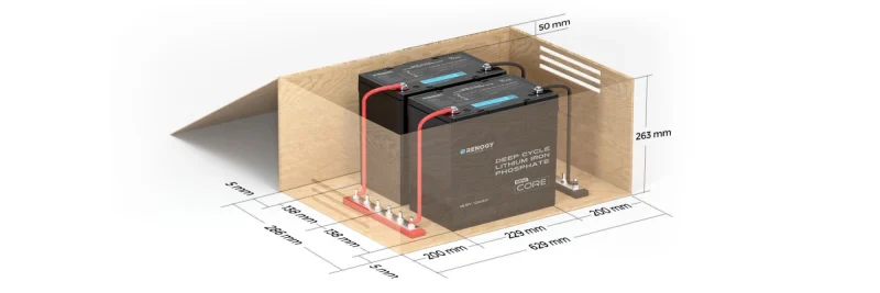 バッテリー設置時の必要スペース寸法図
