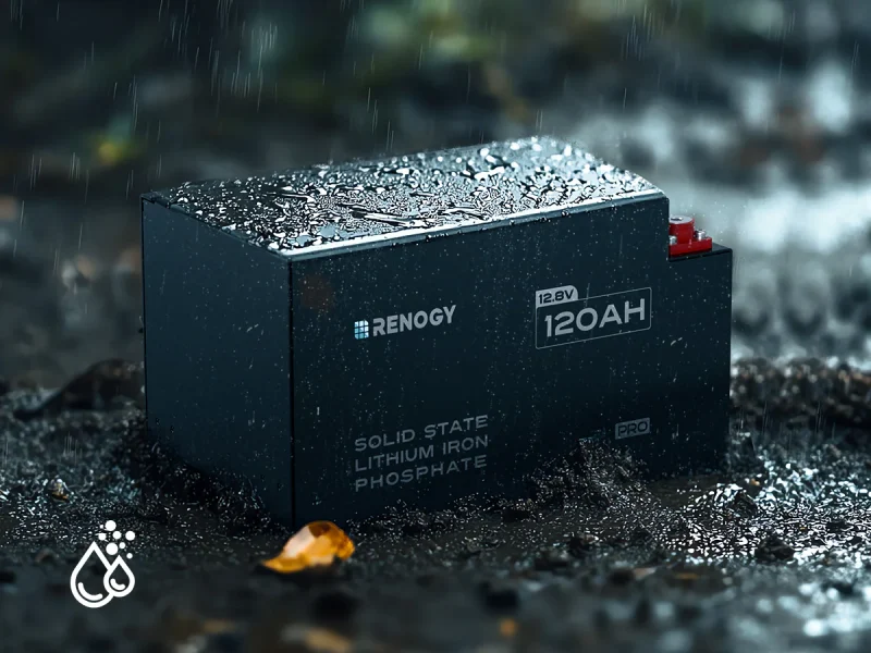 IP67防水テストを受けるRenogy Proバッテリー